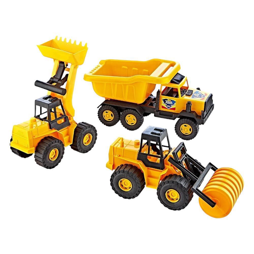 Buldožer, valjak i kamion u velikoj kutiji (70x35cm)