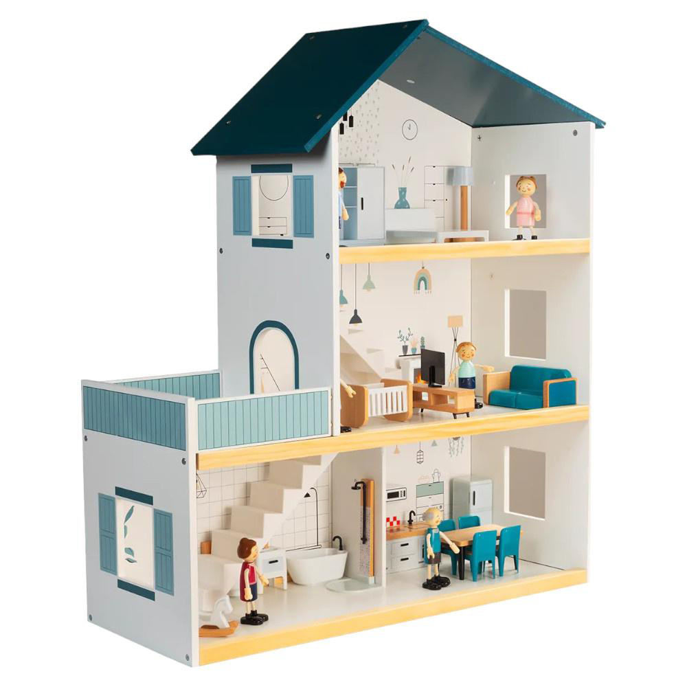 Tooky Toy Drvena kuća za igru sa nameštajem