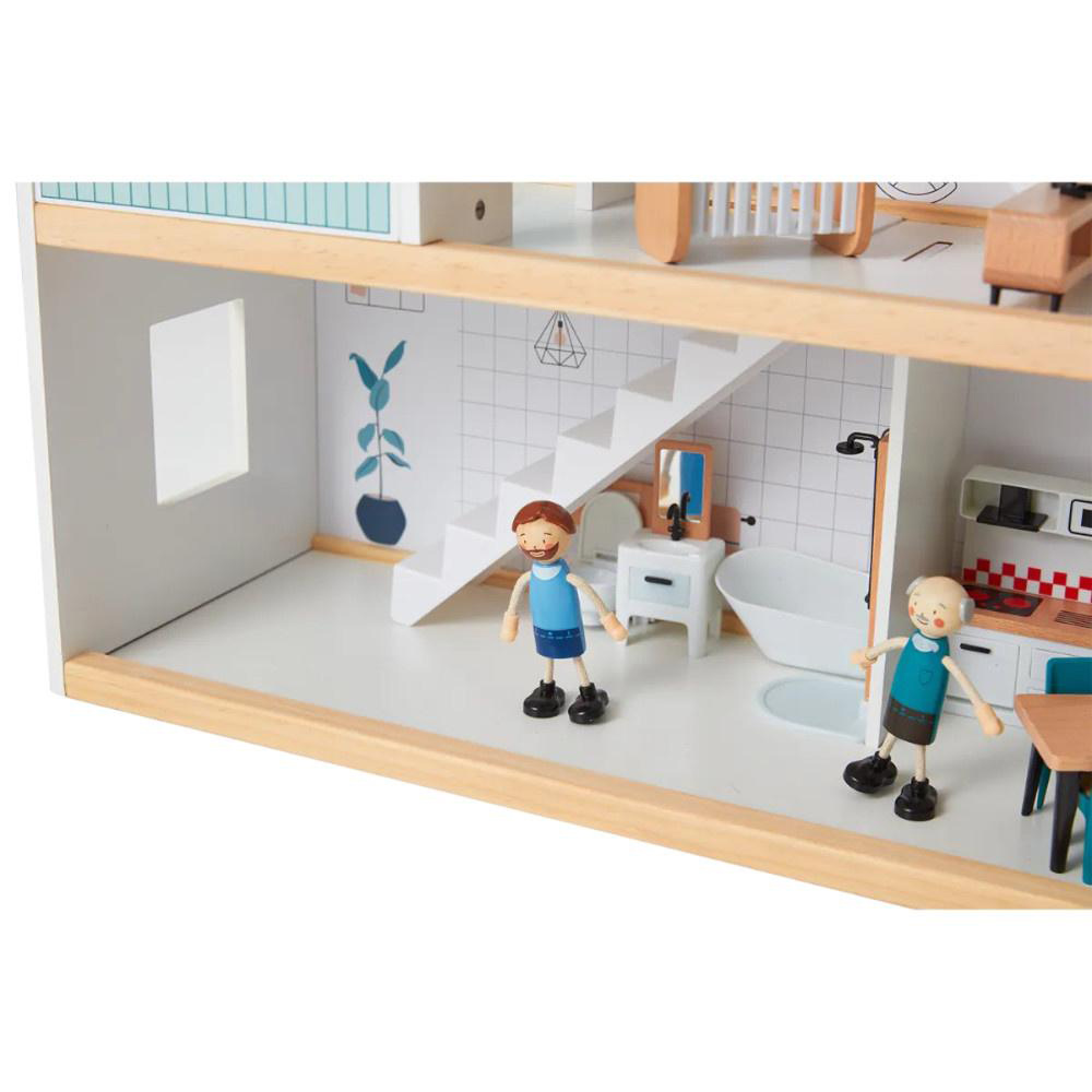 Tooky Toy Drvena kuća za igru sa nameštajem